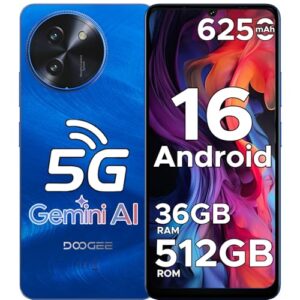 DOOGEE Note 59 Pro+ 5G Unlocked Phone, 5G Android 16 Smartphone – Gemini AI, 36GB+512GB/2TB Expand, 6.75\” HD+ 120Hz Display, 50MP AI Camera, 6250mAh Battery, Dual SIM, Face & Fingerprint, NFC/GPS