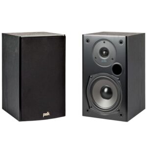 Polk Audio T15 Home Theater and Stereo Bookshelf Speakers – Deep Bass Response, Dolby and DTS Surround, Wall-Mountable, Pair, Black