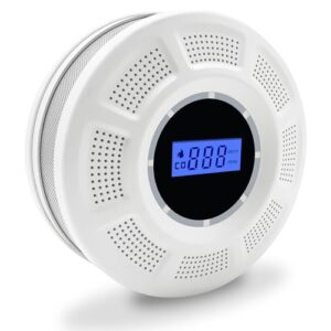 Scondaor Smoke Detector and Carbon Monoxide Detector Combo with LCD Display, Dual Sensor Smoke Alarm and CO Detector with LED Indicators & Test/Silence Button, Replaceable AA Battery Included (1 PACK)