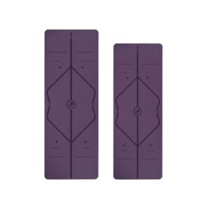 LIFORME Original Yoga Mat & Travel Mat Bundle Pack – Patented Alignment System, Eco-Friendly, Non-Slip Warrior-Grip, Made with Natural Rubber, Thick, Sweat Resistant, Comfortable – Purple/Purple