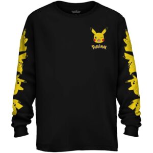 Pokemon Pikachu Long Sleeve Little Boys Graphic T Shirt, 5-6, Black