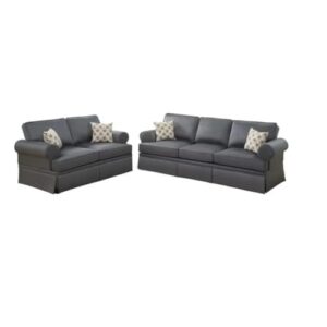 ZSLKDL Charcoal Glossy Polyfiber 2pcs Sofa Set Living Room Furniture Sofa Loveseat Pillows Couch Rolled Armrest