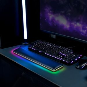 COLORCORAL Wrist Rest for Computer Keyboard Ergonomic RGB Walnut Wooden Wrist Pad with Memory Foam Gaming Wrist Support for Typing Pain Relief Comfort for Office, Gaming, Computer