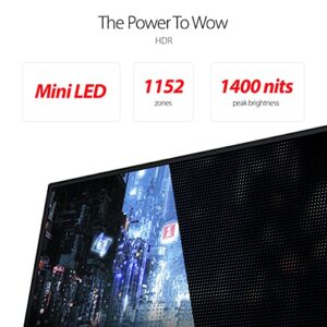 ASUS ROG Swift 32” 4K HDR 144Hz DSC Gaming Monitor (PG32UQX) – UHD (3840 x 2160), Mini-LED IPS, G-SYNC Ultimate, Local dimming, Quantum Dot Technology, DisplayHDR 1400, Eye Care, DisplayPort, HDMI
