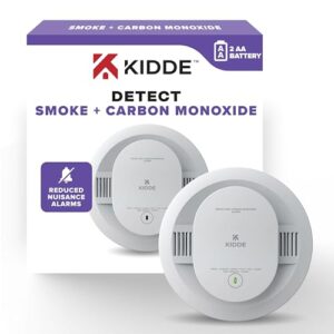 Kidde Smoke and Carbon Monoxide Detector, AA Battery Powered with LED Status Lights, 85 dB Alarm, 5 inches
