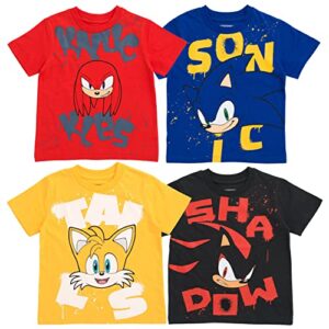 SEGA Sonic The Hedgehog Knuckles Shadow Tails Big Boys 4 Pack T-Shirts Blue/Red/Orange/Black 18-20