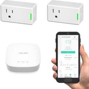 YoLink Smart Energy Plug 15A, 2 Pack, LoRa Control up to 1/4 Mile, High-Power Appliances, Cylce Timer, Real-Time Power Monitor, Overload Protection, Notifications, Alexa, Google, IFTTT, Hub Included
