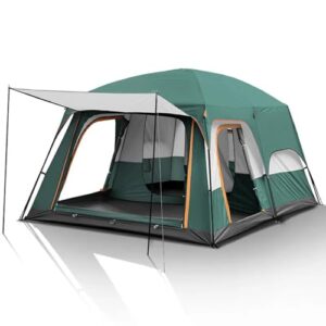 6/12 Person Camping Tent with Porch, Large Family Cabin Tents with 2 Rooms, Double Layer Outdoor Camping Instant Tent with Rainfly for Party, Hunting, Hiking