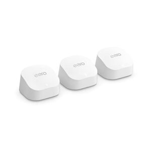Amazon eero 6+ mesh wifi system – Supports internet plans up to a Gigabit, Coverage up to 4,500 sq. ft., Connect 75+ devices, 3-pack