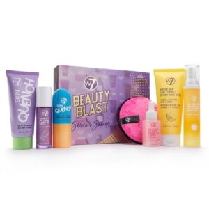 W7 Beauty Blast Skincare Secrets Set – Complete Full Size Skincare Routine with Day Cream, Serum, Cleansers, Toner Mist, Eye Cream and Makeup Remover Pad
