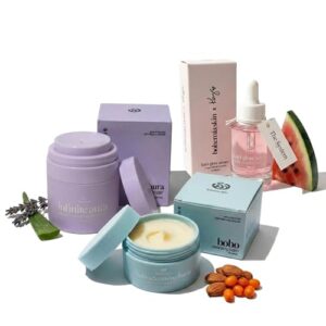 Bohemia Skin Kay’s Glow Serum + Infinite Aura Moisturizer + Boho Cleansing Balm – Oxygen-Infused THDA Vitamin C with Gentle AHA for Face and neck | Hydrates, Soothes and Brightens Bundle