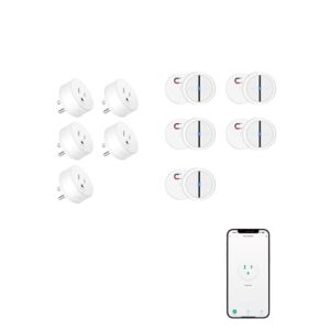 Greencycle Smart Wireless Remote Control Outlet Plug,WiFi Outlets for Household,On Off Smart Outlets Switch Compatible with Tuya,Alexa and Google Assistant,Timer Outlet,No Wiring,White,5PK
