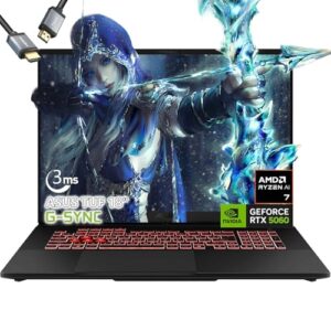 ASUS TUF Gaming Laptop A18 inch – AMD Ryzen 7 260 Beat i9-13905H – 32GB RAM| 2TB SSD -NVIDIA RTX 5060-18″ WUXGA Display 144Hz – RGB Backlit Keyboard – USB Type-C – FHD Camera – HDMI Cable