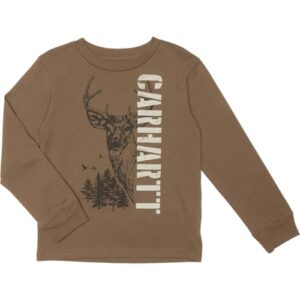 Carhartt Big Boys CA6762 Deer T-Shirt | Long Sleeve | Brown | Medium 10/12
