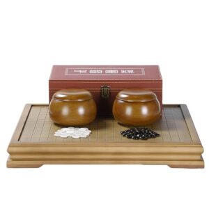 Top Natural Crystal Jade Go Board Game Set, Solid Wood Chessboards, Go Game – Weiqi, Wei Qi, Chinese Decor & Gifts, Chinese New Year Decor (Oak Barrel)