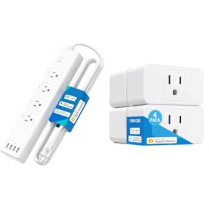 meross Smart Plug Power Strip, WiFi Flat Outlet 15A Compatible & Smart Plug Mini Support Apple HomeKit, Siri, Alexa, App Control, Timer, 15A & Reliable WiFi Outlet