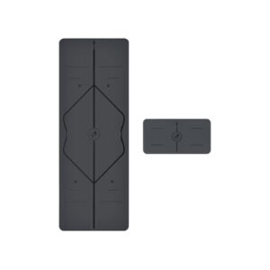 LIFORME Original Yoga Mat & Yoga Pad Bundle Pack – Patented Alignment System, Eco-Friendly, Non-Slip Warrior-Grip, Made with Natural Rubber, Thick, Sweat Resistant, Comfortable – Grey/Grey