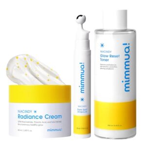 mimmua! NIACINDY Radiance Trio Set | Toner + Ampoule + Cream | Korean Skincare with NAD Biome, Niacinamide 10% & Thioctic Acid | Refining, Repairing & Hydrating Routine