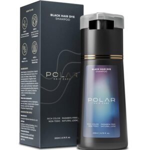 POLAR HAIR CARE Polar Haircare – Hair Dye Shampoo for Gray Hair for Women & Men (Jet Black) Natural Hair Dye Kit – Semi Permanent Hair Dye Shampoo – Vegan Hair Dye USA 6.76 Fl Oz