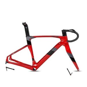 KLYso 700c Road Bike Frameset Disc Brake Carbon Racing Frame 100/142mm Thru Axle ，with Fork Handlebar Seat Tube(Red,51CM)
