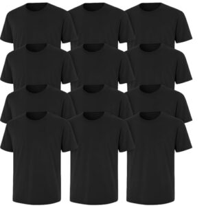 12-Pack Bulk Men’s T-Shirts – Soft Pre-Shrunk Premium Cotton, Short Sleeves, Reinforced Collar, Crew Neck, Casual Fit