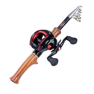 Telescopic Fishing Rod 1.6m Fishing Rod and Reel Combo Carbon Fiber Casting Fishing Rod and 17+1 BB 7.1:1 Gear Ratio Casting Fishing Reel Outdoors Fishing Pole (Yellow Right Hand) (White Right Hand)