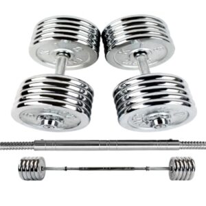 HAMEXLN Dumbells Large Weight Adjustable Solid Metal Electroplated Dumbbell Men’s Home Gym Arm Muscle Training Equipment Dumbell Set, 50kg, Silver