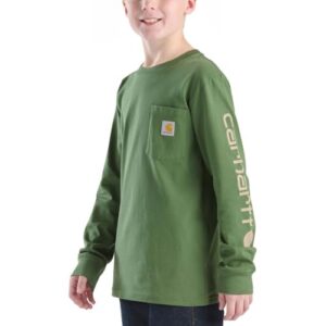 Carhartt Kid’s CA6746 Long-Sleeve Graphic Pocket T-Shirt – Boys 7 Child Bronze Green
