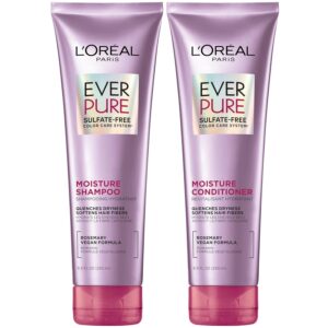 L’Oreal Paris Moisture Sulfate Free Shampoo and Conditioner Set, Hair Care for Color-Treated Hair with Rosemary Botanicals, EverPure, 1 Kit