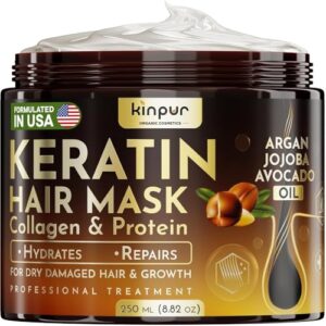 Keratin Hair Mask for Dry, Damaged or Long Hair – Deep Conditioner Masque with Protein, Coconut, Jojoba & Avocado Oil – Collagen Treatment for Hair Growth & Hydration, Split Ends Repair, Color-Safe