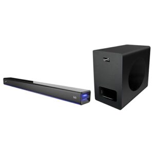Supersonic SC-1425WSW 2.1 Channel Bluetooth Soundbar with Wireless Subwoofer, Ambient Lighting, HDMI ARC, FM Radio, USB, AUX, Optical Input,3 EQ Modes, 80W RMS, 10M Range- Home Theater Surround System