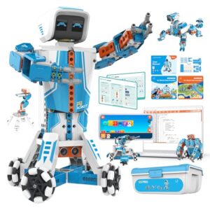 WhalesBot E9 Pro Coding Robot Building Kit with 12 Servo Motor Joints for Kids Ages 12-18, Learn Scratch & Python Programming, STEM Educational Engineering Science Toys for Teen Boys & Girls