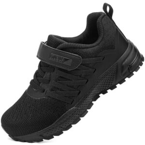 Kids Sneakers for Boys Girls Running Tennis Shoes Lightweight Breathable Sport Athletic Black A Size US 3 Big Kid