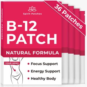 B12 Patches (Pack of 36) – 100% Natural Vitamin Patches for Women, Energy, Focus & Body Support, Self-Adhesive Transparent Patches – Enhanced Formula