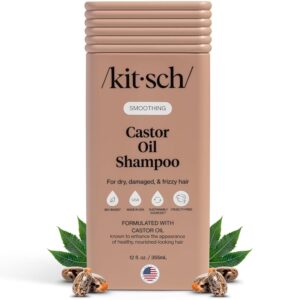 Kitsch Smoothing Castor Oil Liquid Shampoo – Nourishing Hair Shampoo for Men and Women – Smooths Dry, Damaged & Frizzy Hair – Clean, Bio-Based, Color-Safe Hair Care, Made in USA – 12 oz