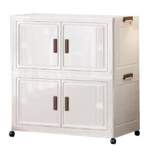 RUJHGL Foldable Storage Bins with Lids High-Capacity Storage Bins Thickening Plastic Stackable Storage Bins with Doors and Wheels