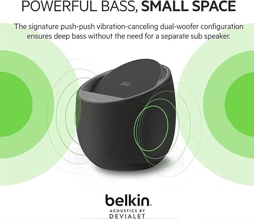 Belkin SOUNDFORM Elite Hi-Fi Smart Speaker + Wireless Charger (Alexa Voice-Controlled Bluetooth Speaker) Sound Technology By Devialet, Fast Wireless Charging for iPhone, Samsung Galaxy & More - White - Image 5
