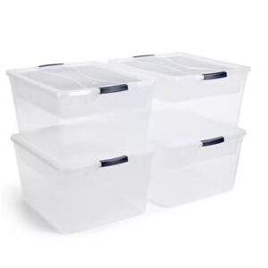 71 Quart Clear Plastic Storage Bins Bundle with Tray Inserts, Pack of 4 NO64325