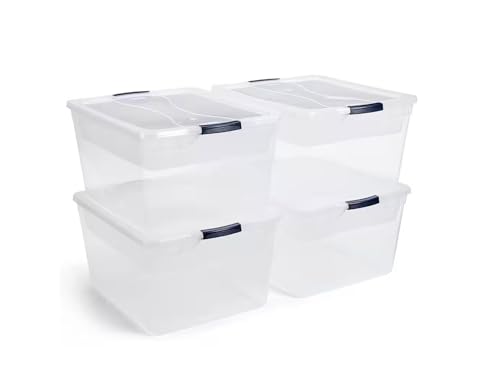 71 Quart Clear Plastic Storage Bins Bundle with Tray Inserts, Pack of 4 NO64325