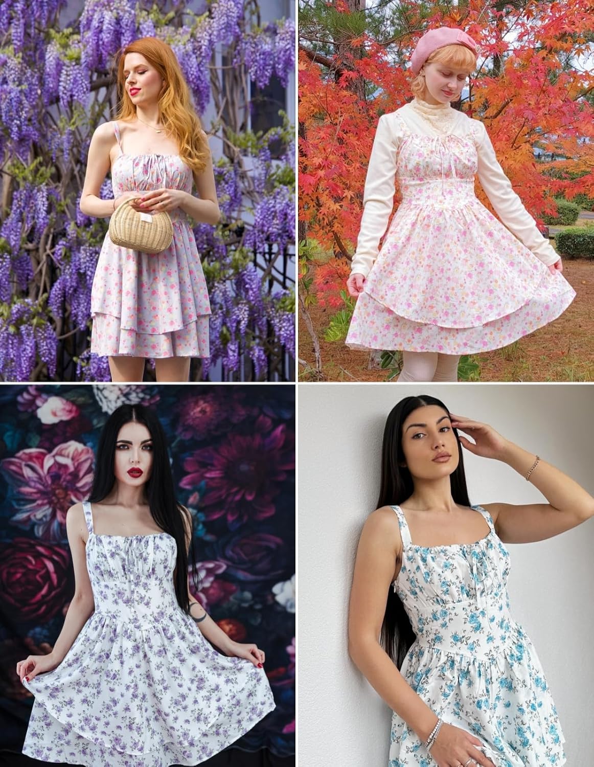 SCARLET DARKNESS Floral Mini Corset Dress for Women Teen 2026 Summer Spring Flowy A-Line Sundress with Pockets - Image 6