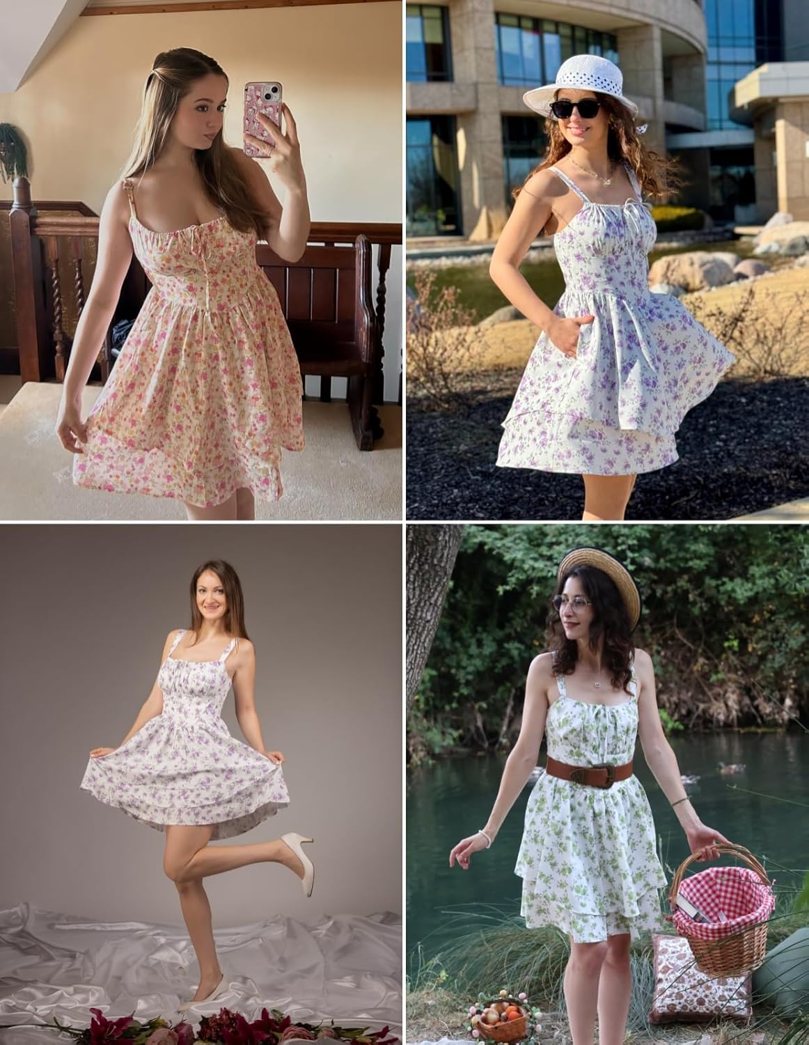 SCARLET DARKNESS Floral Mini Corset Dress for Women Teen 2026 Summer Spring Flowy A-Line Sundress with Pockets - Image 7