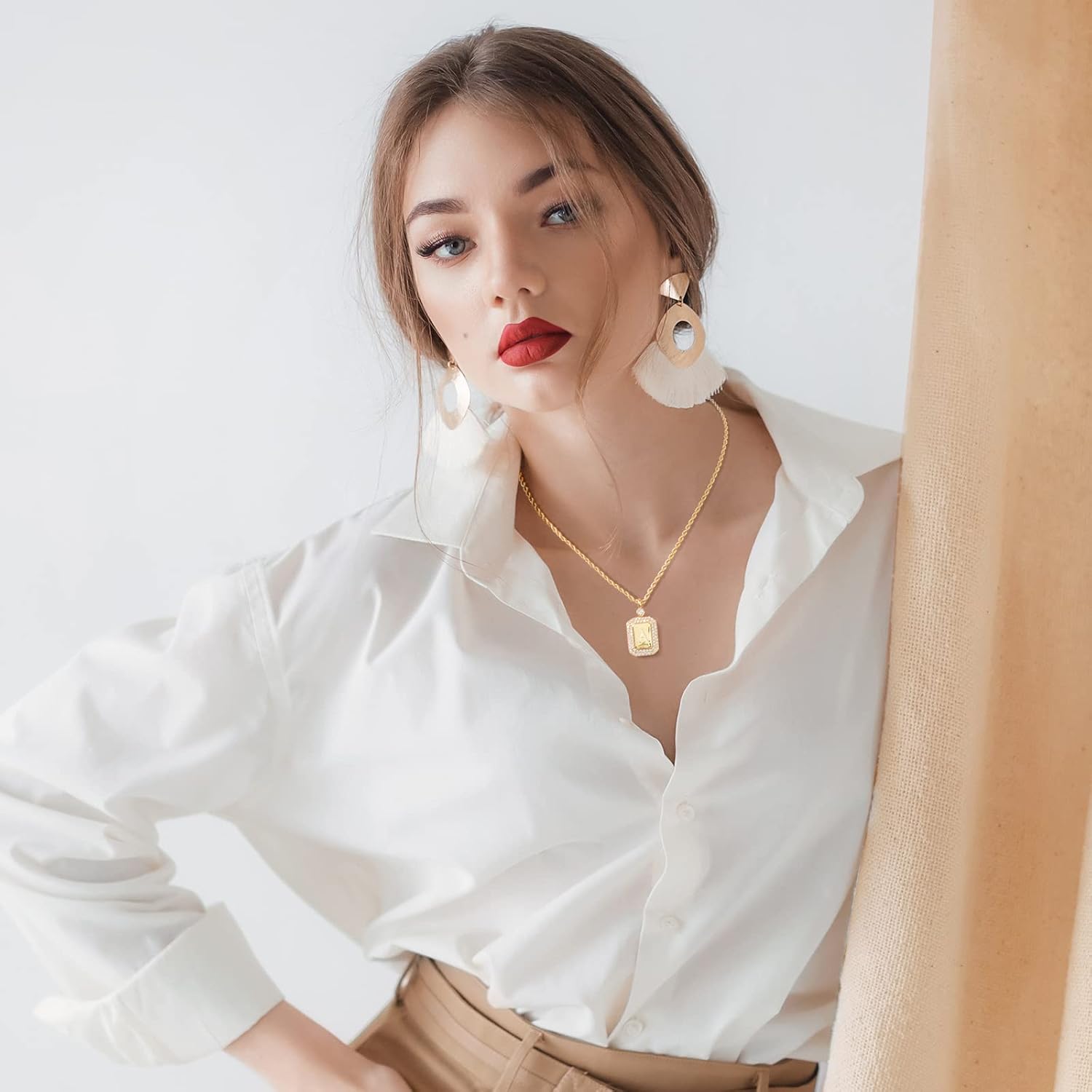 Gold Initial Necklaces for Women, Letter Necklace for Her Birthday Yellow Gold Initial Pendant Necklace with Rope Chain, Women Jewelry Gifts for Her Wife Girlfriend - Image 6