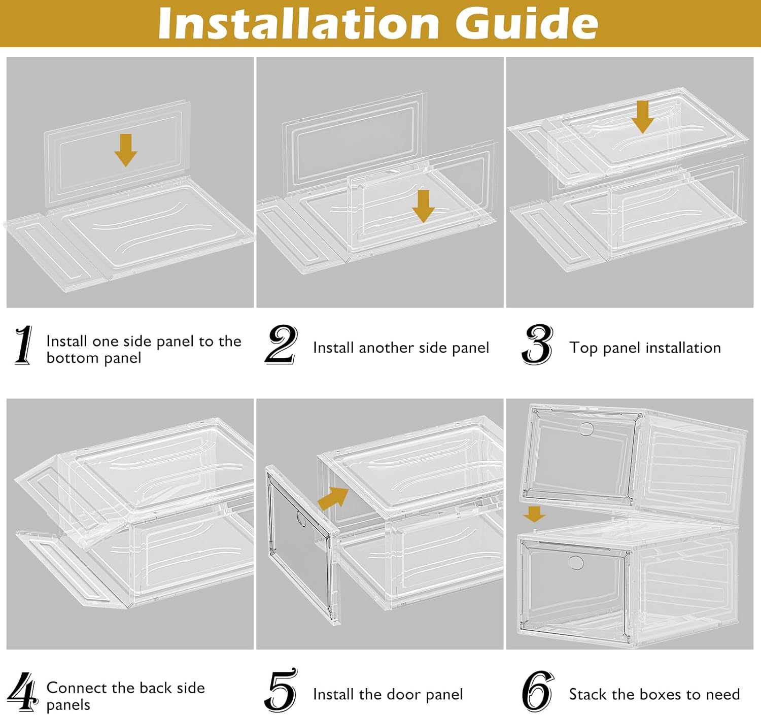 7 code Large Clear Shoe Boxes Organizer【Thicker Material】 Stronger Shoe Box with Magnetic Door, Stackable Shoe Storage Box for Closet, Foldable Space-Saving Storage Bins Shoe Cabinet, White 9 Pack - Image 8