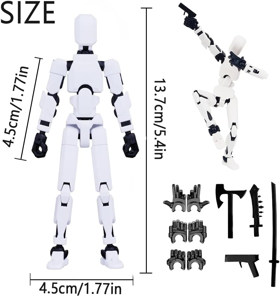Titan 13 Action Figure, Lucky Robot 13 Action Figures, 3D Printed Analog Robot Titan 13 Figure, Stop Action Animation Multi-Articulated Action Figure (5-Piece) - Image 4