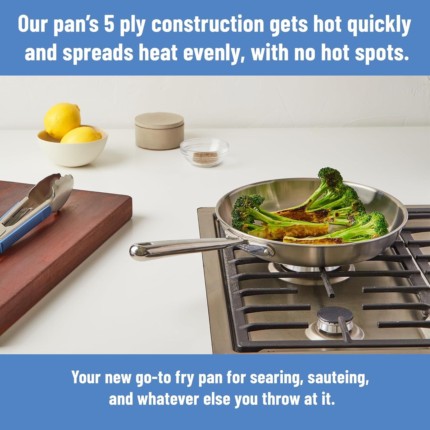 Misen 5-Ply Stainless Steel 10" Frying Pan - Professional Cookware for Induction, Gas and Electric - Dishwasher Safe, Oven Safe to 800°F - Durable, Versatile, Even Heating - Image 2