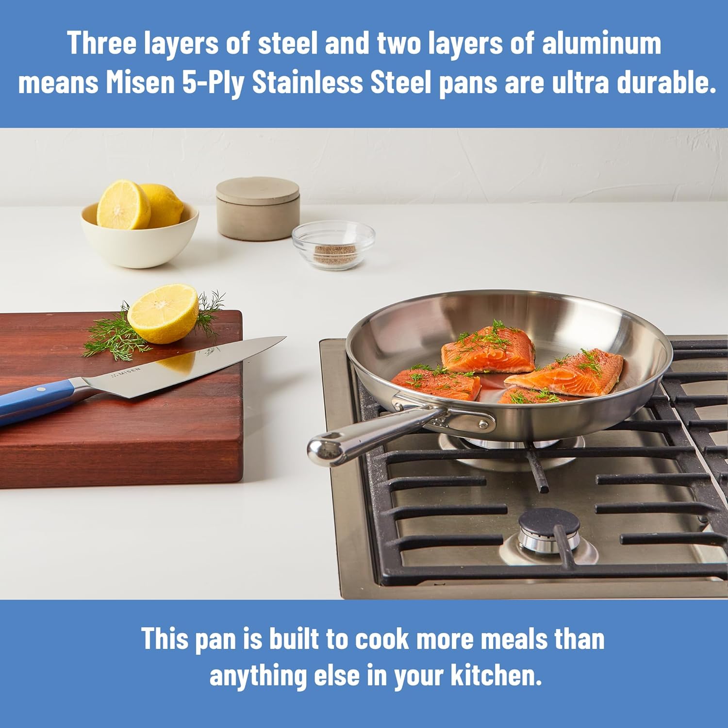 Misen 5-Ply Stainless Steel 10" Frying Pan - Professional Cookware for Induction, Gas and Electric - Dishwasher Safe, Oven Safe to 800°F - Durable, Versatile, Even Heating - Image 4