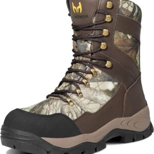 Hunting Boots for Men, Leather with EVA Midsole, Insulated Waterproof Hiking Next Camo G2 Outdoor Boots, Lightweight and Breathable Shoes for Outdoor Activities (Size, 7-14)