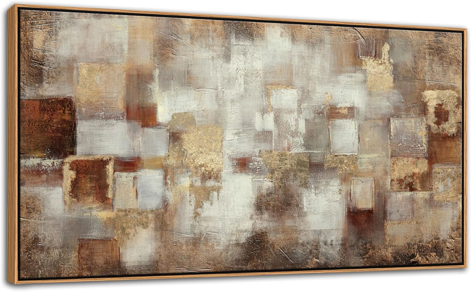 YCPRIMER Gold Abstract Wall Art - Extra Large Canvas Wall Decor for Living Room - Modern Grid minimalist Picture Artwok - Oil Painting Print for Bedroom Office Decoration 29×58INCH - Image 2