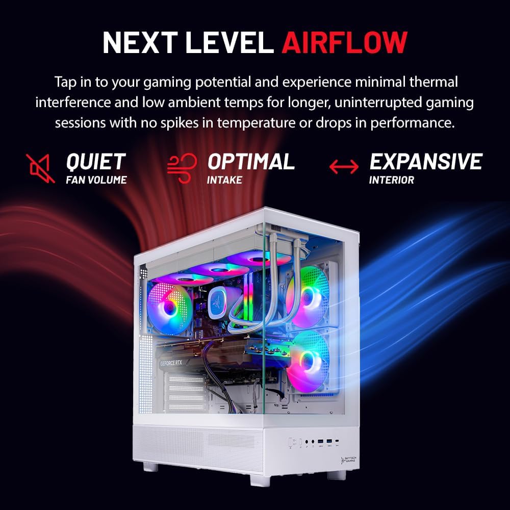 Skytech Gaming Azure 3 Desktop PC, Ryzen 7 9800X3D 4.7 GHz (5.2 GHz Turbo), NVIDIA RTX 5060 Ti 16GB, 1TB Gen4 NVMe SSD, 32GB DDR5 RAM 6000 RGB, 850W Gold ATX 3 PSU, 360mm ARGB AIO, Wi-Fi, Win 11 - Image 8