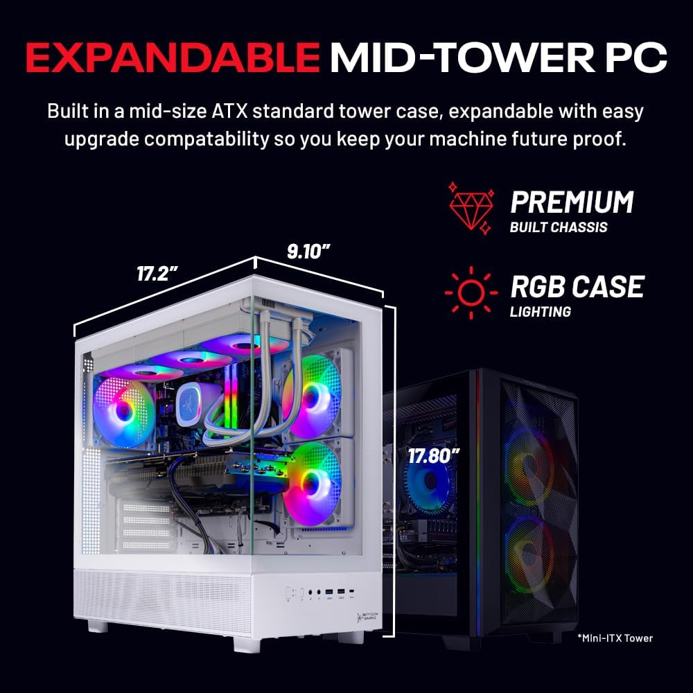 Skytech Gaming Azure 3 Desktop PC, Ryzen 7 9800X3D 4.7 GHz (5.2 GHz Turbo), NVIDIA RTX 5060 Ti 16GB, 1TB Gen4 NVMe SSD, 32GB DDR5 RAM 6000 RGB, 850W Gold ATX 3 PSU, 360mm ARGB AIO, Wi-Fi, Win 11 - Image 10